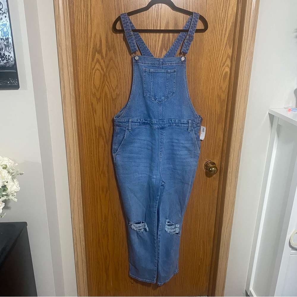 Distressed Jean Side-Zip Overalls for Women